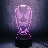 Klarigo®️ Nachtlamp – 3D LED Lamp Illusie – 16 Kleuren – Bureaulamp – Venom - Marvel – Sfeerlamp – Nachtlampje Kinderen – Creative - Afstandsbediening