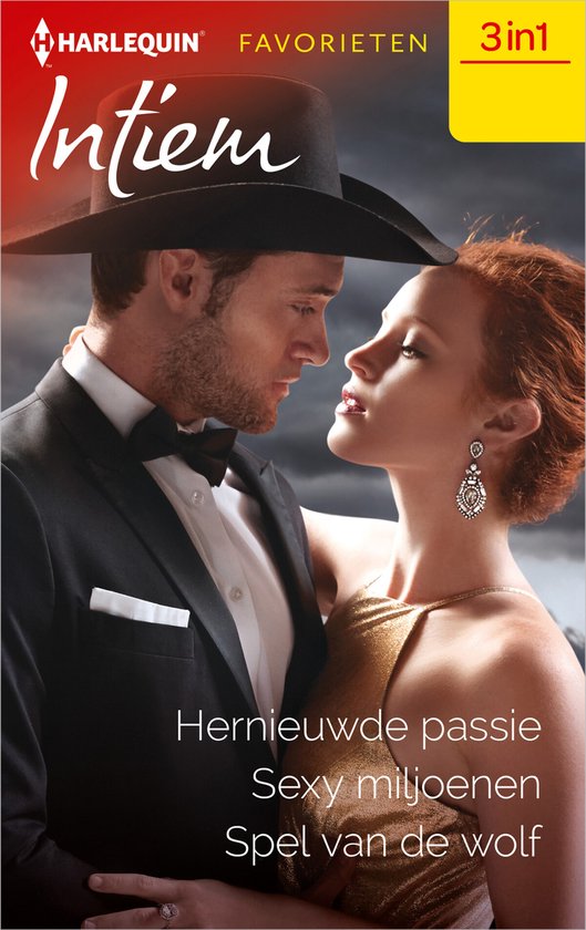 Een man met hoed en vlinderdas, en een vrouw met oorbel, met de tekst "Intiem Favorieten 3in1"