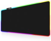 Gaming Muismat XXL RGB 800 x 300 x 4mm - Muismat  Zwart - 12 verlichtingsmodi - Onderkant van rubber - Waterdicht oppervlak - USB aansluiting - XXL mouse pad - Voor gamer - Computer pc - Mac