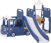 YJZQ 4 in 1 bus speelhuis voor kinderen- houten speelhuis glijbaan en schommel & klim combinatie voor binnen- speeltoren inclusief basketbalring en basketbal-geschikt voor baby's v