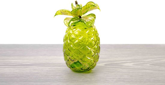 Murano glas - Ananas van glas - Groen met bladgoud