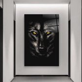 Wallyard - Glasschilderij Wolf - Wall art - Schilderij - 60x90 cm - Premium glass - Incl. muur bevestiging