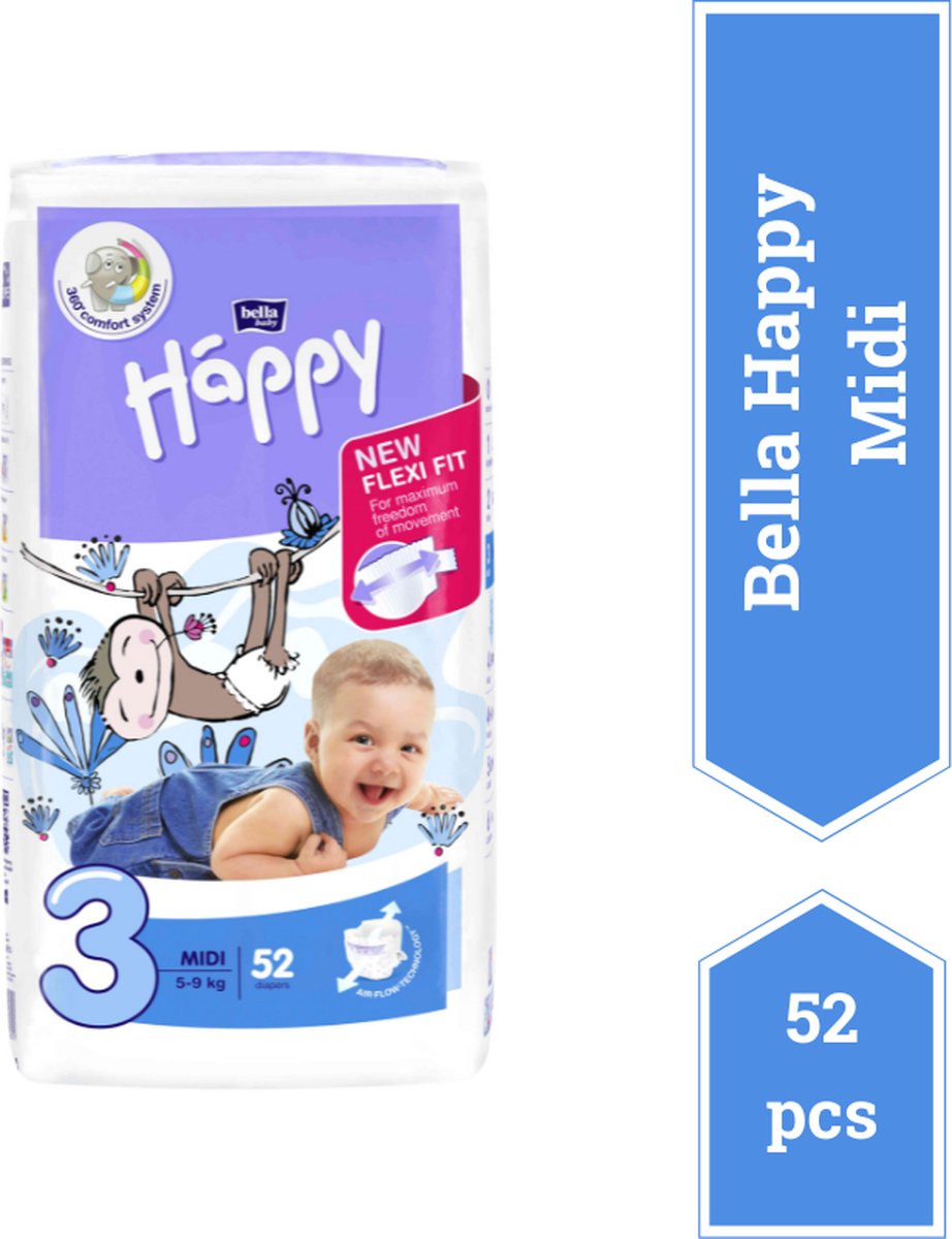 Goedkoopste Bella Baby Happy Luiers Maat 3 Midi 5-9 kg, Voordeelverpakking- 52 stucks