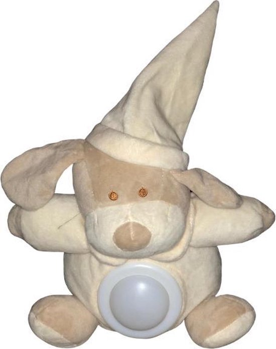 baby knuffel- nachtlampje kinderen- led- batterij- hond-beige