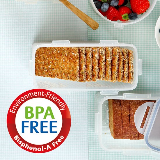 Boîte de rangement Lock&Lock Cracker | Boîte de rangement pour pain croustillant | Conteneur pour aliments frais - 1,5 litre - Transparent - Set de 2 pièces