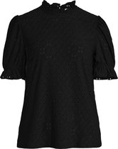Vila T-shirt Vikawa S/s Flounce Top/su - Noos 14070251 Black Dames Maat - XXL