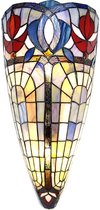 LumiLamp Wandlamp Tiffany 26x15x52 cm Blauw Glas Muurlamp