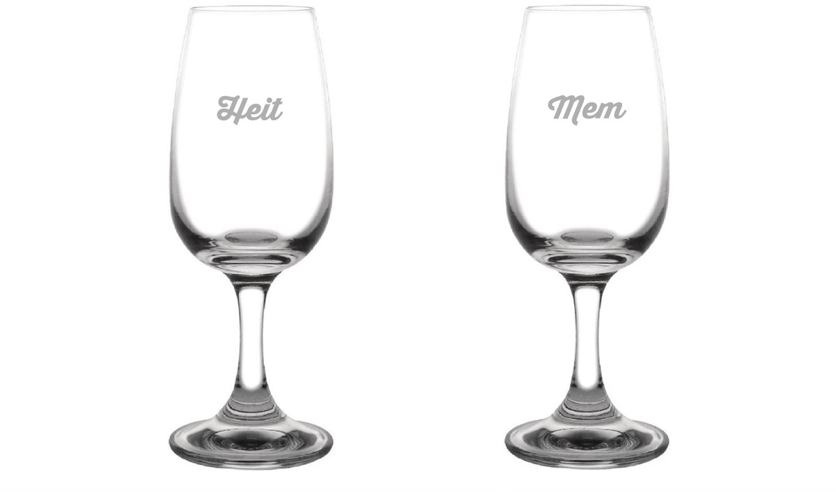 Gegraveerde portglas 12cl heit+mem