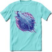 Dieren T-Shirt | Wolf shirt Heren / Dames | Wildlife wolven cadeau - Licht Blauw - M