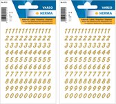 Stickervellen met 416x stuks plak cijfers/getallen 0-9 goud/transparant 8 mm
