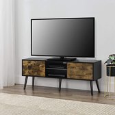 Furnibella TV meubel Eskilstuna tv kast 120x29,5x46,5 cm zwart en houtkleurig donker