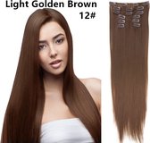 Premium Fiber Synthetic Clip in Extensions - Straight - 55cm- (#12) Light Golden Brown 777