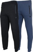 2- Pack Donnay Joggingbroek met elastiek - Sportbroek - Heren - Maat XXL - Black/Dark-blue marl