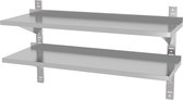 Double adjustable wall shelf, with two steel brackets ‚Äì welded, 300 mm.