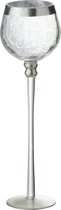 J-Line Kaarshouder Bol Op Voet Craquele Glas Transparant/Zilver Large Set van 3 stuks