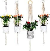 Touw voor Plantenpotjes | 4 Stuks | Wandplanten | Wanddecoratie | Hangende Bloempot | Wit