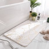 Vloerkleed badkamer - Wit - 180x80cm - Absorberend -  Anti Slip Onderkant - Badkamer mat - Badkamer Accessoires - Tapijt Badkamer - Badkamer Tapijt - Toilet Tapijt