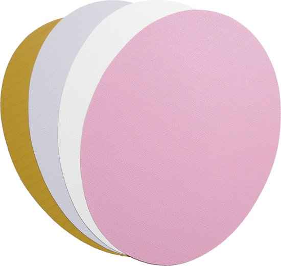 Placemats Pakket 4 Stuks Lederlook Kunststof Ovaal