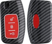 kwmobile hoes voor autosleutel compatibel met Ford 3-knops inklapbare autosleutel - Autosleutelbehuizing in rood / zwart - Carbon design