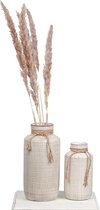 Bloemenvaas | Decoratie | Keramiek | 2 stuks | Modern | Vaas | Wit/Geel | Binnen/Buiten