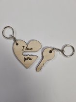 Sleutelhanger ''Sleutel tot mijn hart - 2 delige sleutelhanger - I  Love You - Valentijn - geliefde