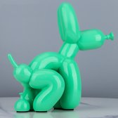 BaykaDecor - Uniek Beeldje Ballonhond Die Poept - Badkamer Decoratie - Pop Art - Jeff Koons Parodie - Balloon Dog - Groen - 22 cm