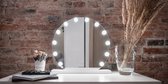 Humanas HS-HM05 Hollywood Spiegel met Verlichting – Make Up Spiegel met Led Lampen – Visagie – Dimbaar / 3 Lichtstanden – scheerspiegel – Wit