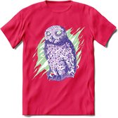 Dieren T-Shirt | Uil shirt Heren / Dames | Wildlife owl cadeau - Roze - XXL