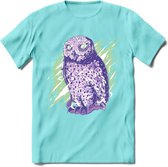 Dieren T-Shirt | Uil shirt Heren / Dames | Wildlife owl cadeau - Licht Blauw - XXL