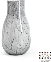 Design vaas Verona large - Fidrio CEMENT GREY - glas, mondgeblazen bloemenvaas - diameter 11 cm hoogte 36 cm