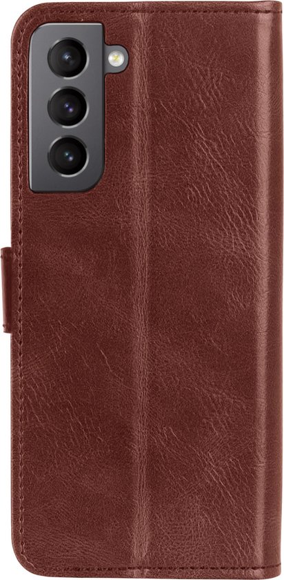 Samsung Galaxy S21 FE Case Bookcase 2x Screen Protector - Samsung Galaxy S21 FE Case Cover - Samsung Galaxy S21 FE Screen Protector 2x - Marron