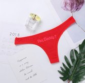 Rode string 'yes, daddy?' - Red thong 'yes, daddy?' - Size L - Grappige strings - Fun thongs