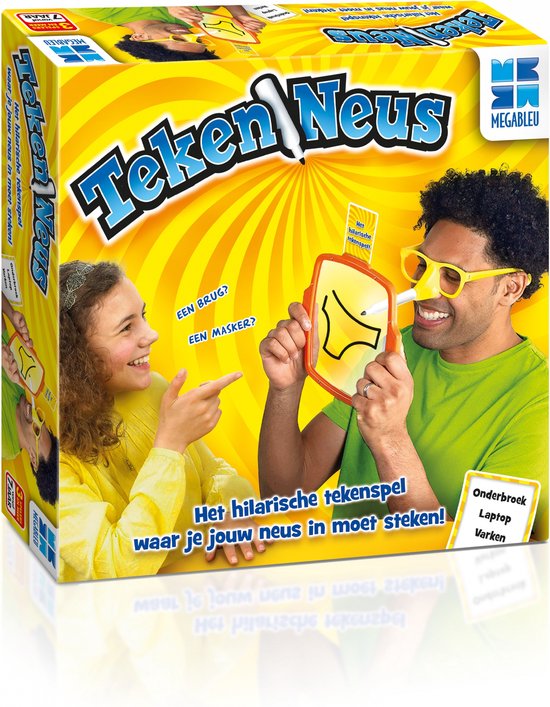 TekenNeus - Gezelschapspel - Familiespel - Met TekenNeus Bril en Uitwisbaar Bord - Spelletjes voor kinderen