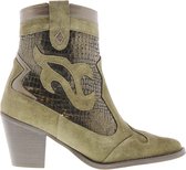 Tango | Ella western 24-b khaki leather/suede western boot - dk brown heel/sole | Maat: 36