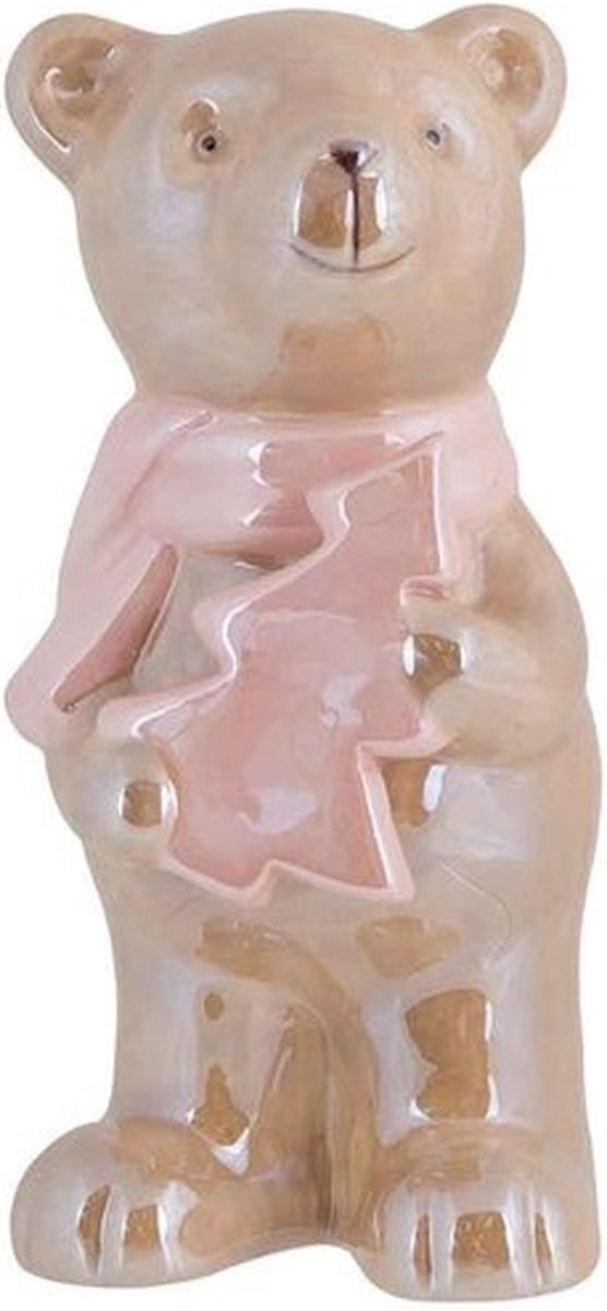 Beer staand - Parel roze - 7,5x8H15,7cm - aardewerk