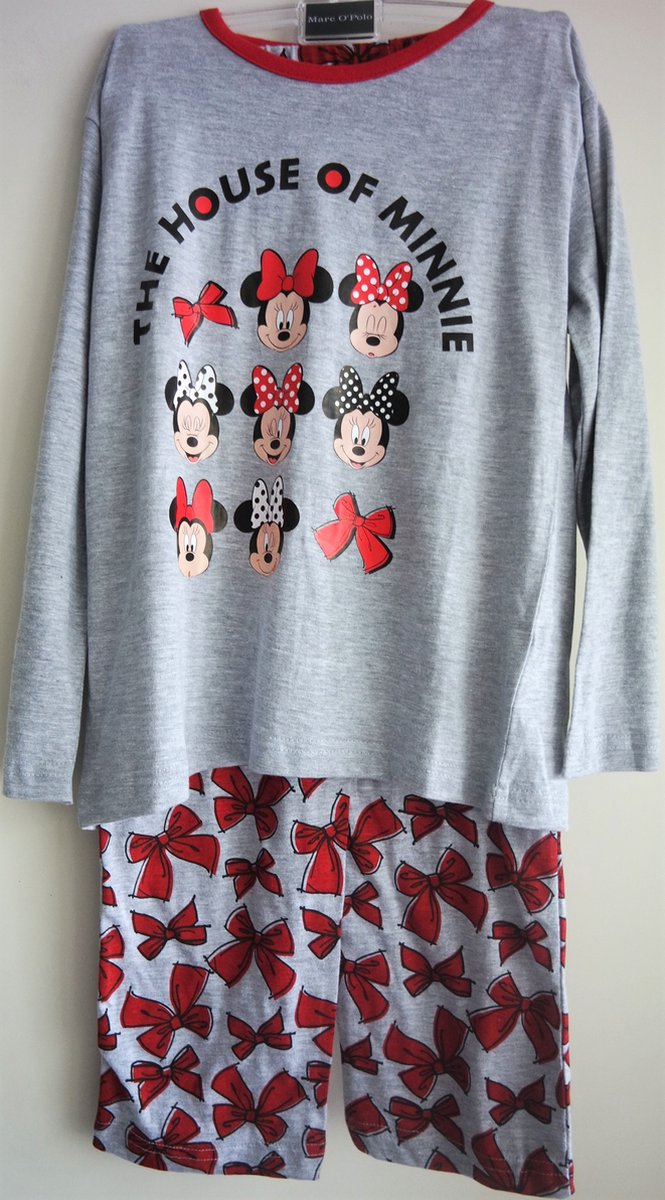Minnie Mouse Pyjama - Grijs/ Rood-122 zwart