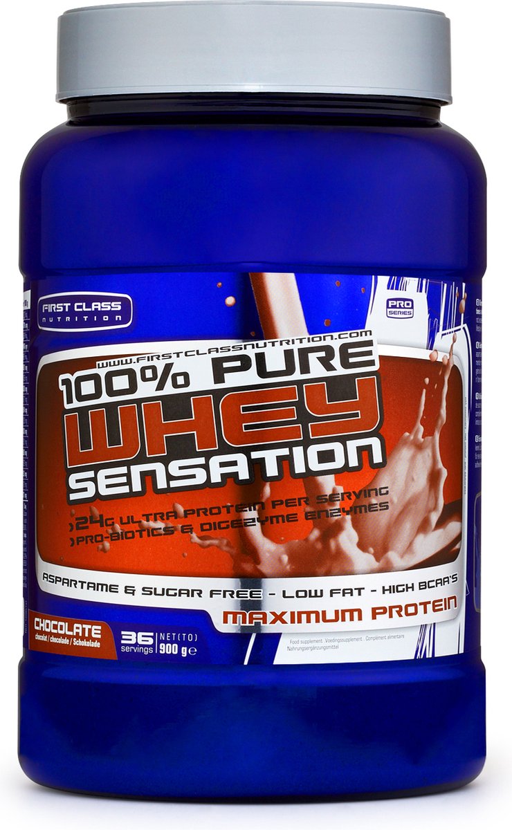 100% Whey sensation (Chocolate - 900 gram) - FIRST CLASS NUTRITION - Whey Protein - Eiwitpoeder - Eiwitshake - Sportvoeding - 30 shakes