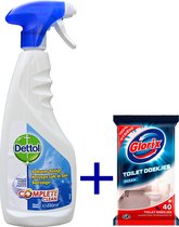 Dettol badkamer reiniger +  Glorix toilet doekjes 40 stuks