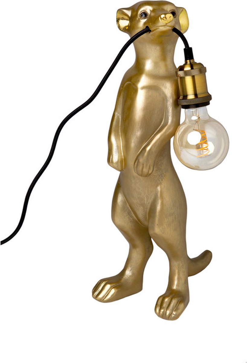 Dierenlamp - tafellamp - stokstaartje - 24 x 16 x 48 cm - goud