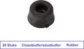 CLOSETBUFFER / STOOTBUFFER - ZWART - RUBBER - 20 X 12 MM - 20 STUKS - WC BUFFER