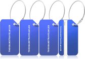 Thousandtravelmiles® – Aluminium Bagagelabel Blauw – Kofferlabel – Bagagelabel voor koffers en tassen – Reislabel voor bagage – Adreslabels – 4 stuks – Blauw