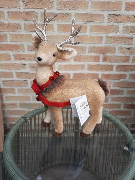 cerf fait de vraie laine décoration de Noël figurine statue bambi 40cm de haut