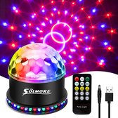 SOLMORE - Discobal LED - Discolicht Party Lamp - Leuk voor De Kerst - RGB Disco Lichteffecten - USB kabel - 7 Kleuren - 6 Lichtmodi - Muziek - Gestuurd met Afstandsbediening