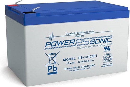 POWER SONIC 12V 12Ah F1 PS-12120VdS Oplaadbare loodaccu POWERSONIC