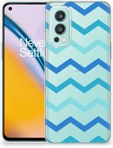 Telefoon Hoesje OnePlus Nord 2 5G Siliconen Back Cover Zigzag Blauw
