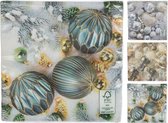 Kerst Servetten Sneeuwballen voor Kerstservies 20 stuks - 3 laags - 33x33cm -  Assorti - Blauw, Zilver, Goud - Papier