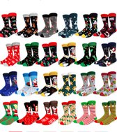 Heren Kerstsokken - mannen - sokken - 3 paar - blauw - grijs - print Kerstman / kerstboom / rendeer - 40-45