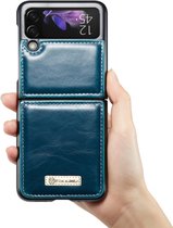 Vintage Zakelijke Lederen Blauw Cover Voor Samsung Galaxy Z Flip 3 5G 2021 Case Camera Bescherming Schokbestendig Telefoon Gevallen Coque fundas