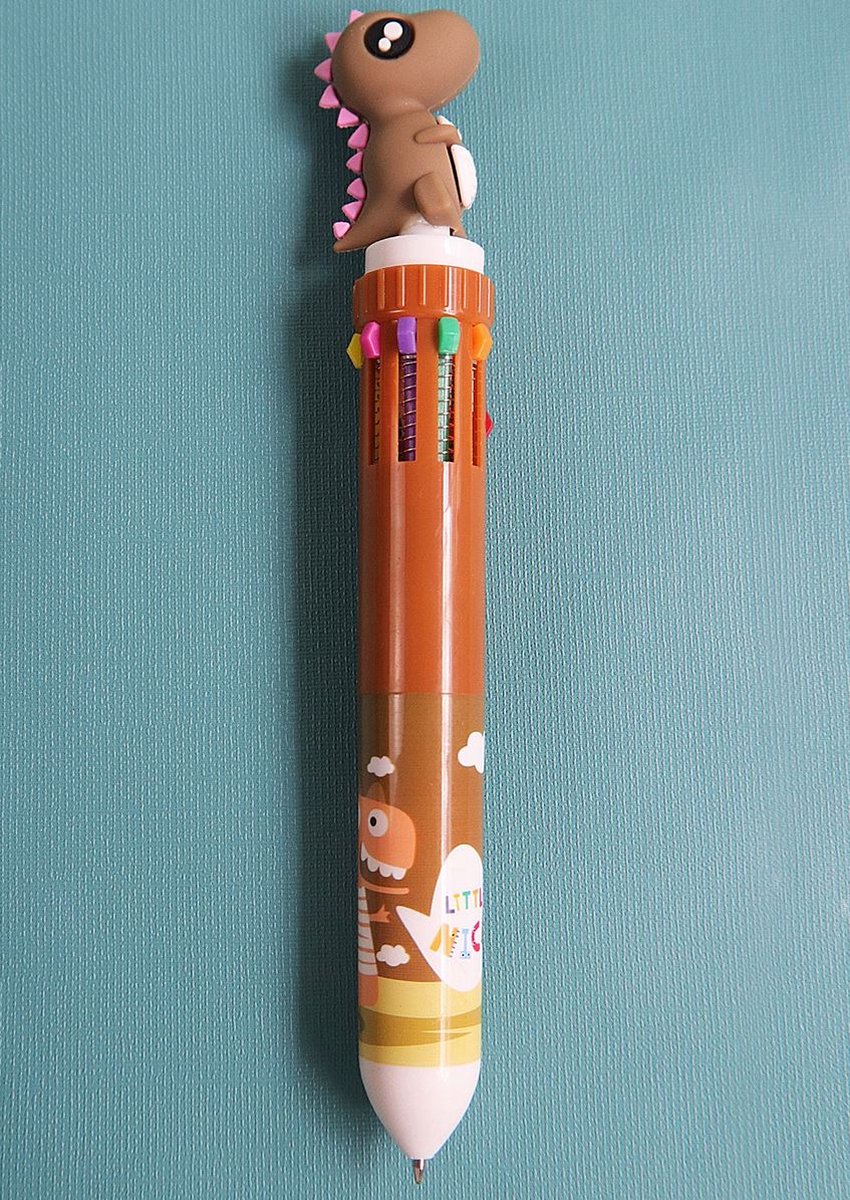 10-kleuren balpen dinosaurus bruin