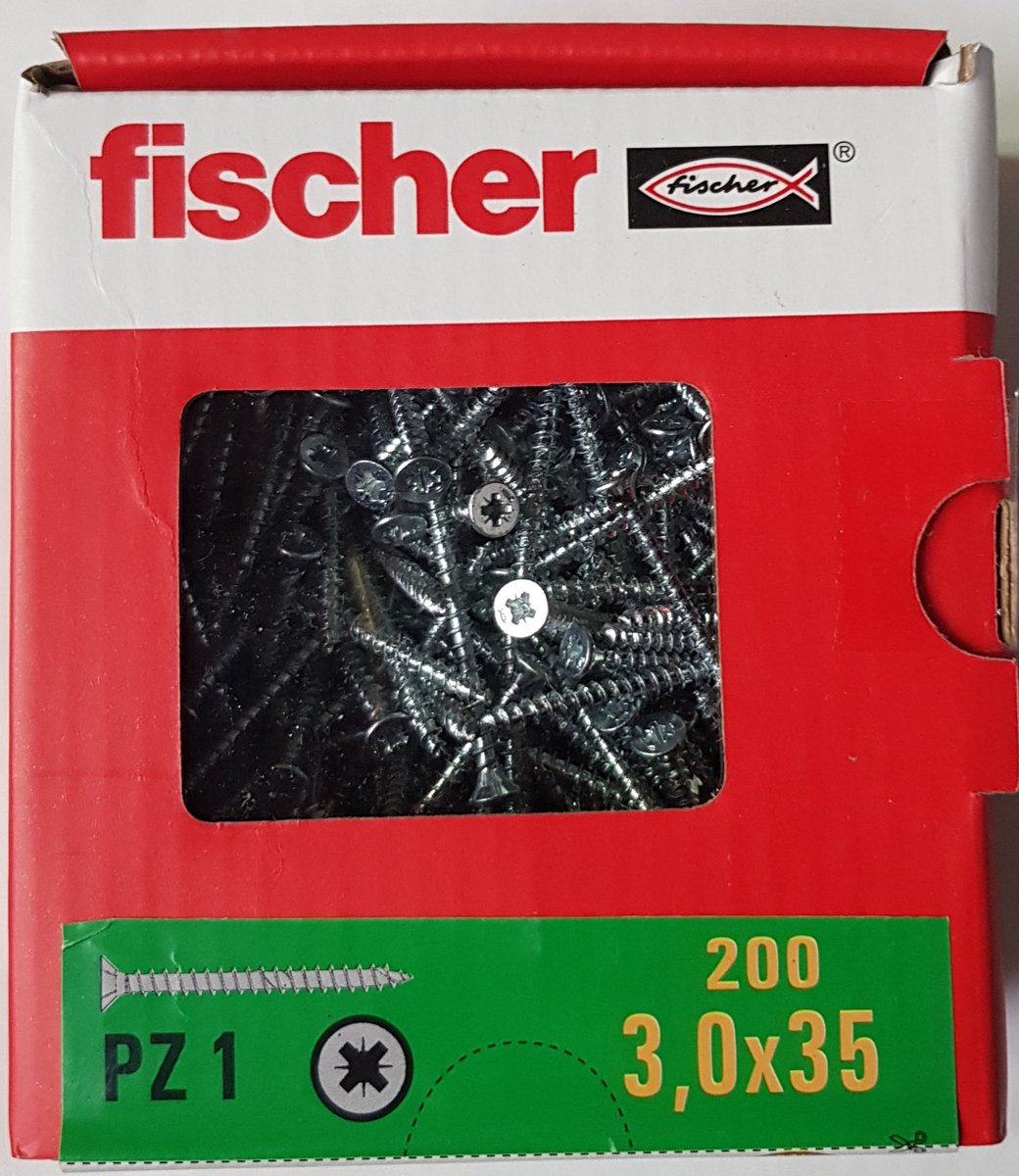 Fischer Verzonken schroeven 3 mm 35 mm Pozidriv verzinkt zink, 200 st.